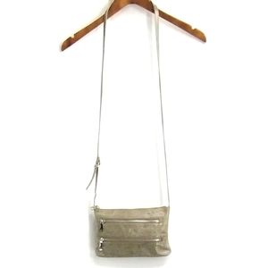 Hobo‎ Mara Crossbody Bag Stone Gray leather Triple Zipper
